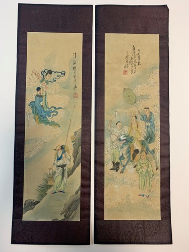 Lot 426 - A pair of 20th century Chinese paintings on...