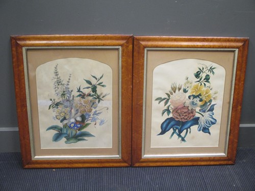 Lot 499 - A pair of Victorian still lives of flowers, a...