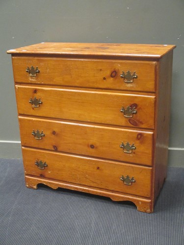 Lot 561 - A painted pine chest of four long drawers, 92...