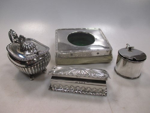 Lot 464 - A silver watch case, 2 mustard pots and a pin...