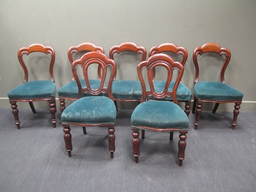 Lot 857 - A set of five Victorian mahogany dining chairs...
