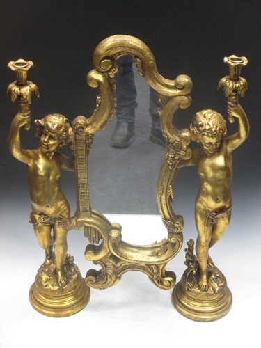 Lot 566 - A gilt painted Rococo style table mirror, 20th...