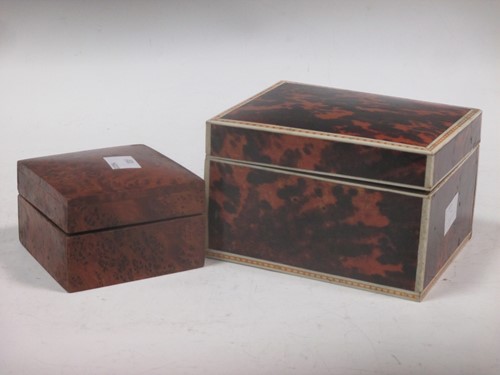 Lot 13 - A tortoiseshell box with ivory edge banding,...