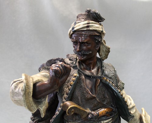 Lot 21 - Johann Maresch, a pair of Austrian painted terracotta Moorish figures