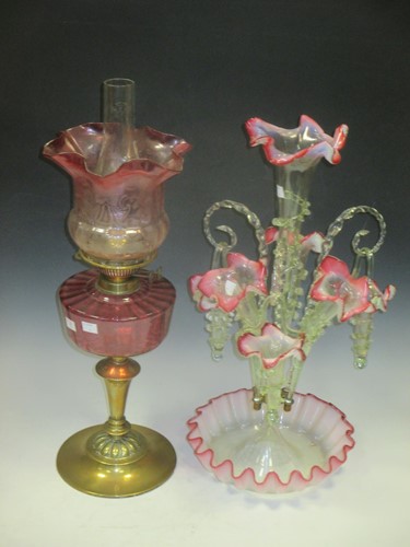 Lot 368 - A good Victorian glass epergne and a Cranberry...