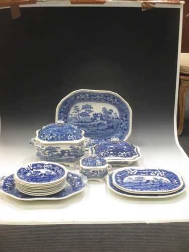 Lot 69 - A large Copeland Spode blue and white transfer...