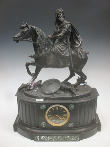 Lot 60a - A French 19th century black marble and spelter...