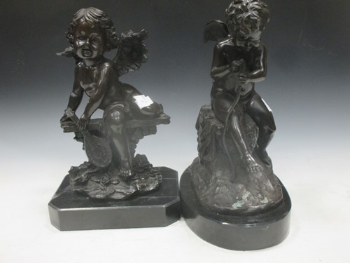 Lot 29 - Two bronze cherubs, both approx 32cm high