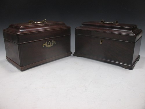 Lot 20 - Two mahogany tea caddies, one 18th century and...