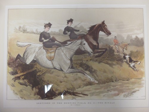 Lot 367 - A set of three hunting prints, 'Sketches in...