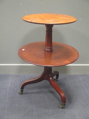 Lot 881 - A 19th century mahogany two tier dumb waiter...