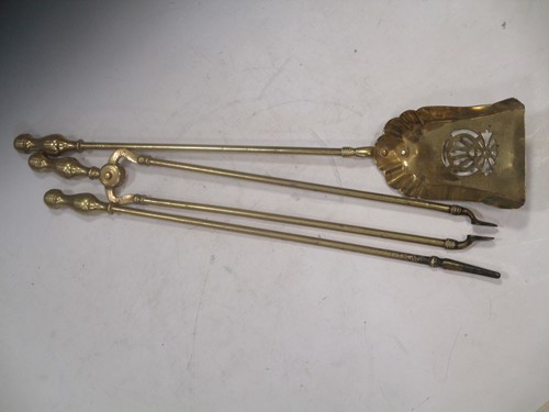 Lot 358 - A set of brass irons, 19th century