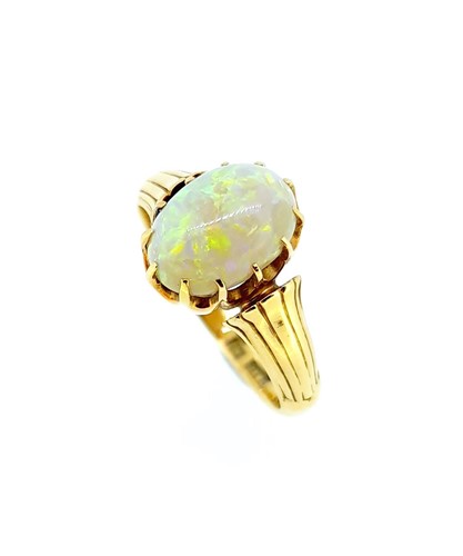 Lot 41 - A single stone opal dress ring