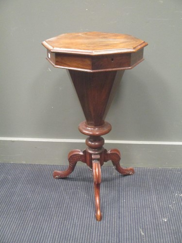 Lot 530 - A Victorian walnut octagonal top trumpet work...