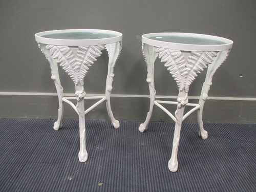 Lot 634 - Three white painted cast metal 'Ferndowne'...