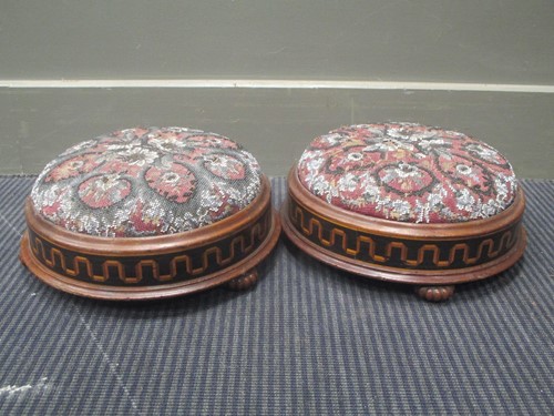 Lot 533 - A pair of Victorian beadwork stools, with...