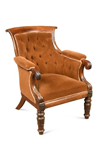 Lot 286 - A William IV rosewood show frame library armchair