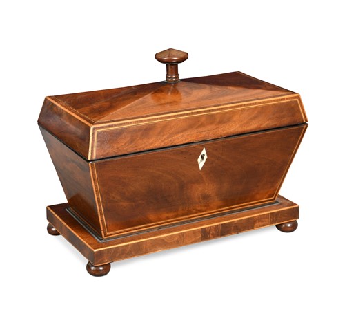 Lot 403 - A William IV mahogany sarcophagus shaped tea caddy