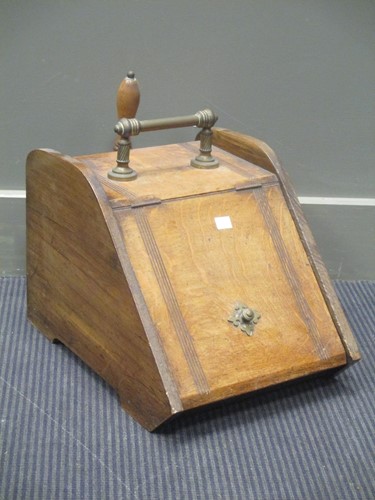 Lot 535 - An oak coal box and long foot stool (2)