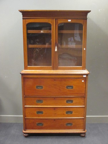 Lot 517 - A Victorian mahogany secretaire bookcase, 205...