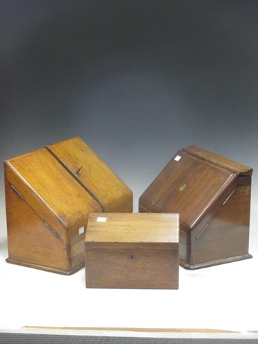 Lot 74 - A mahogany sloping front stationery box, 35cm...