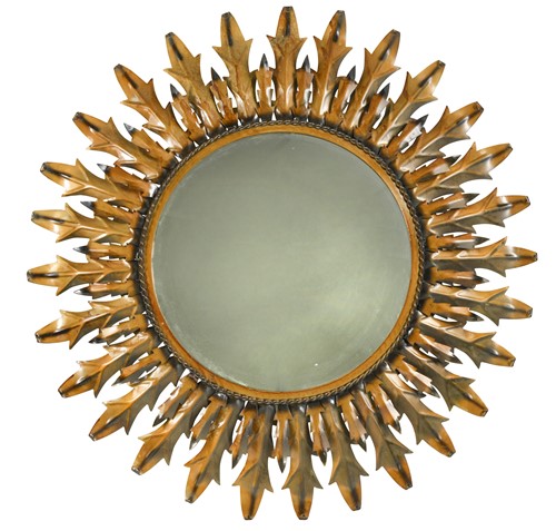 Lot 202 - A large Mid-Century gilt metal sunburst mirror