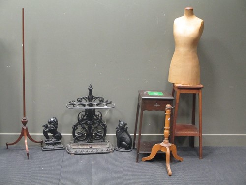 Lot 447 - A tailor's dummy, cast iron umbrella stand, 2...