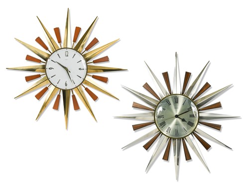 Lot 200 - Two similar Mid-Century Metamec sunburst clocks