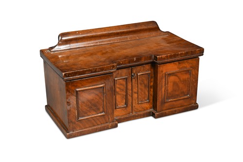 Lot 402 - A walnut tea caddy in the form of a sideboard, 19th century