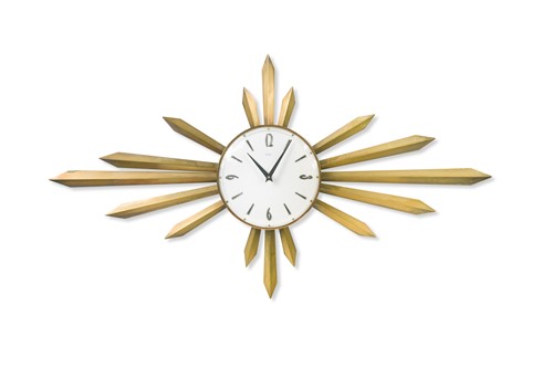 Lot 201 - A Mid-Centruy brass Metamec sunburst clock