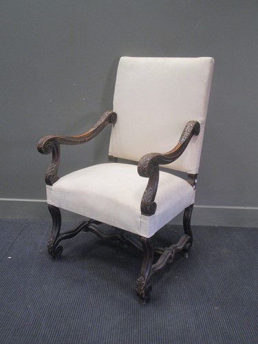 Lot 599 - A 19th century French armchair with cream...