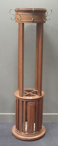 Lot 448 - An early 20th oak cylindrical hall stand 178cm...