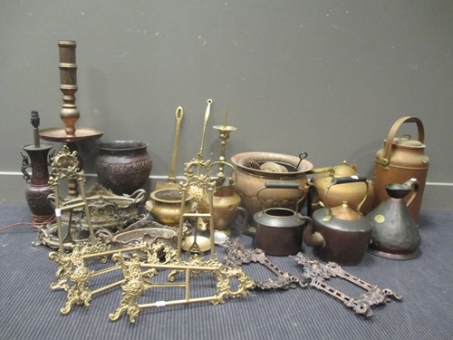 Lot 94 - A collection of brass and copper ware...