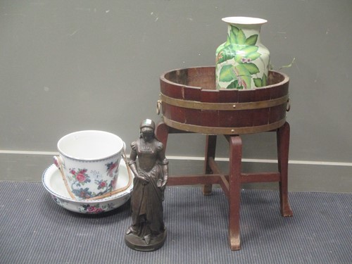 Lot 39 - A 1920's coopered plant stand 60cm high and...