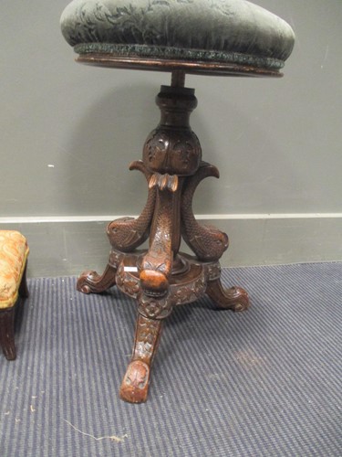 Lot 616 - Two Victorian piano stools with swivel tops on...