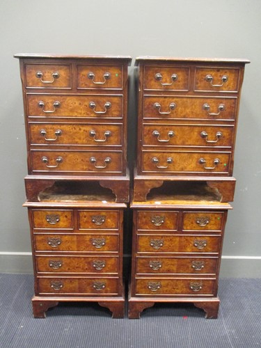 Lot 628 - Two pairs of small size walnut reproduction...