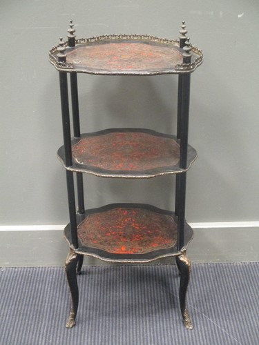Lot 519 - A 19th century Boulle work three tier etagere,...