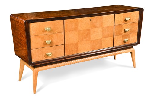 Lot 173 - A Continental zebrano and maple sideboard, circa 1950s
