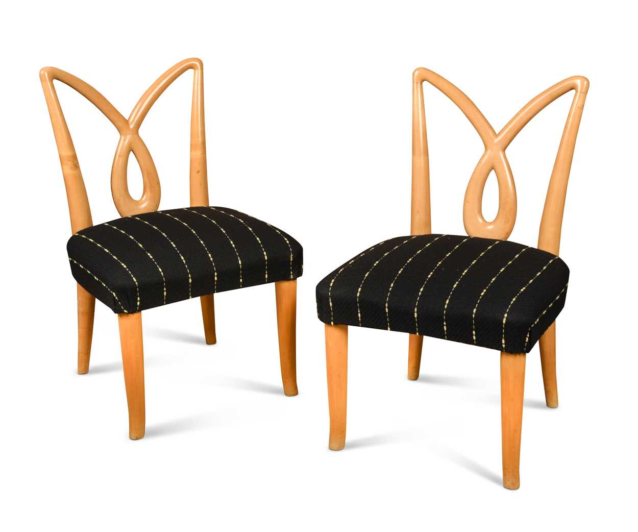 Lot 174 - A pair of Mid-Century blonde wood side chairs