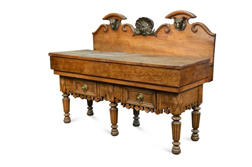 Lot 409 - A French fruitwood and pine butcher's table, possibly from the Rhone Valley, 19th century