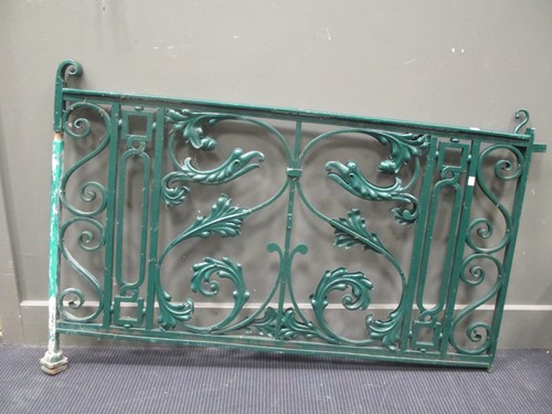 Lot 459 - A green painted garden gate with leaf and...