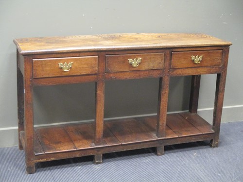 Lot 609 - An 18th century oak and elm dresser base with...