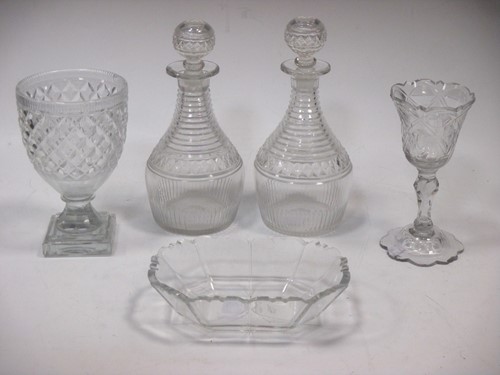 Lot 118 - A pair of cut glass decanters and stoppers,...