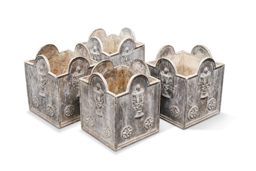Lot 478 - A set of four square lead planters, 20th century