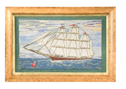 Lot 381 - Three nautical themed wool work pictures