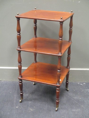 Lot 603 - A three tier mahogany whatnot, 74 x 35 x 35cm