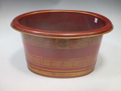 Lot 121 - Red tin ware wine basin, inside measures 43 x...