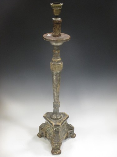 Lot 66 - A silvered 17th century style pricket stand...
