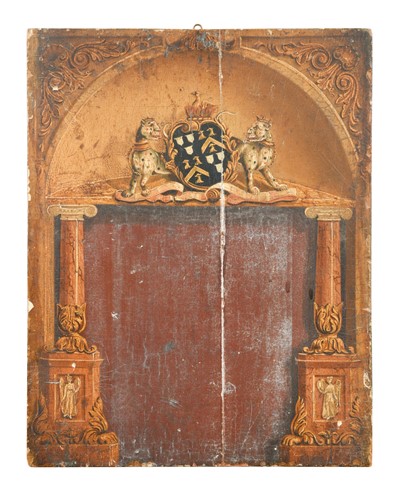 Lot 443 - A painted pine Heraldic panel, 19th century