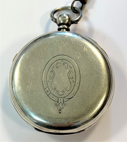 Lot 223 - S. Lichtenstein, Manchester - A Victorian silver 'Goliath' open faced chronograph pocket watch and chain